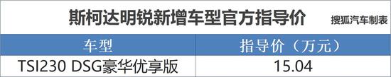 明銳TSI230豪華優(yōu)享版上市 售價(jià)15.04萬(wàn)元